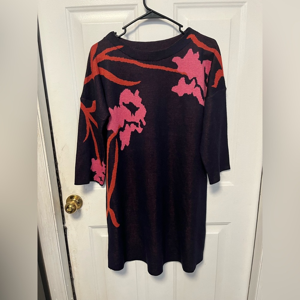 Kayla's Armoire Red and Black Floral Sweater Dress- like new condition